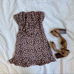 PINK LEOPARD PRINT STRAPLESS MINI DRESS